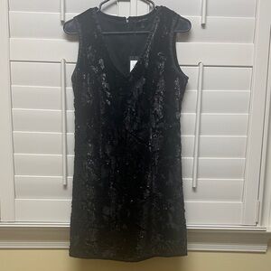 Romeo & Juliet Couture Black Sequin V-Neck Mini Dress